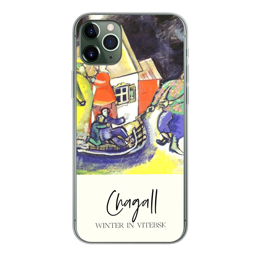 MuchoWow Handyhülle Schutzhülle Hülle für iPhone 11 Pro Max Winter in Witebsk - Chagall Silikon Softcase Handy Hülle - Schutz