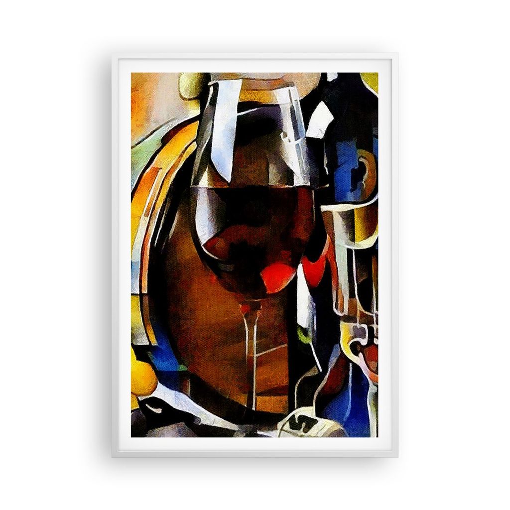 Gerahmtes Poster - Weißer Rahmen - Wein Abstraktion - 70x100 cm - Wand Bild - Wanddeko - Wandbilder - Kunstposter - Wandposter - Bilderrahmen - Bi...