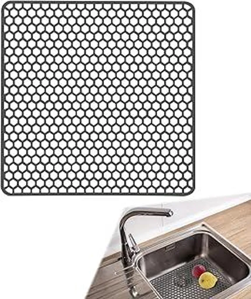 Inserti in silicone per lavello, tappetino antiscivolo pieghevole in silicone per lavello 34,5x34,5 cm, tappetino per lavello, sottopentola resistente al calore, inserto protettivo, tappetino per lavello