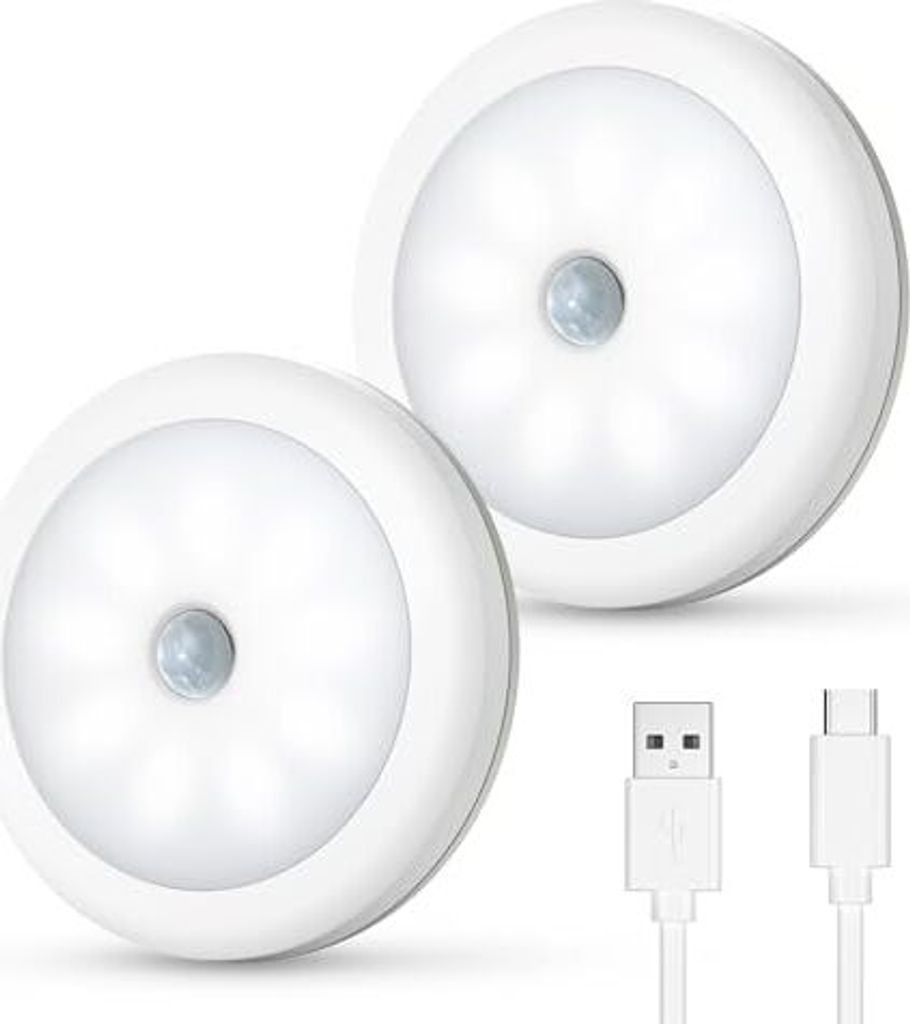 Oqimax LED -Nachtlichtbewegungssensor, wiederaufladbare Schranklichter 3 Modi (Aus/Auto/Ein), Lampenmagnels Schlafzimmer, Schrank, Flur, Treppe, K...