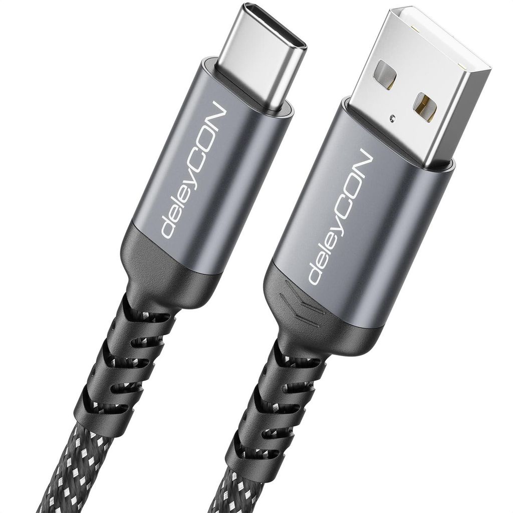 deleyCON 0,5m USB-A auf USB-C Kabel Ladekabel Datenkabel Produktbild 