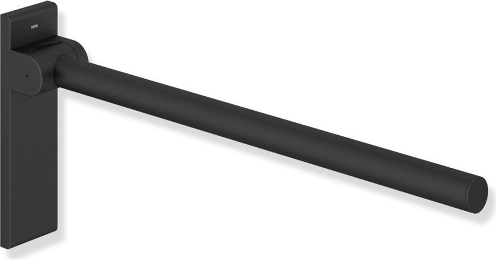 HEWI Stützklappgriff Mono, Design B des Systems 900, Edelstahl, pulverbeschichtet, Ausladung 600 mm, in HEWI Farbe DC (Schwarz tiefmatt)