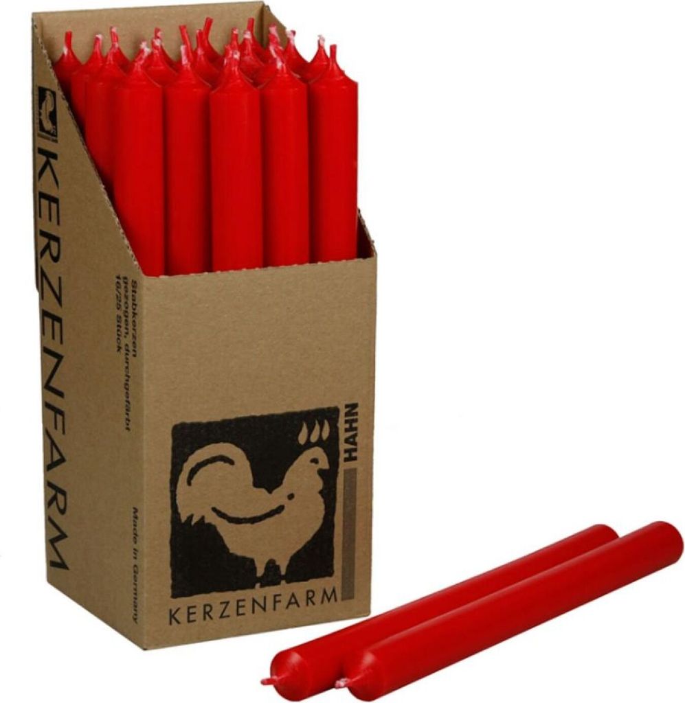 Stabkerzen aus Paraffin, 250/22 mm, Rot, KERZENFARM HAHN, Produktbild 3