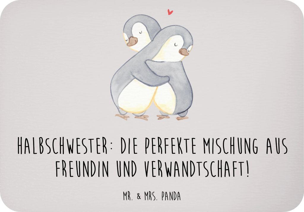 Mr. & Mrs. Panda Kühlschrankmagnet Halbschwester Glück - Grau Pastell - Geschenk, zettelhalter, Geschenke, Geschenkideen, Patchworkfamilie, Famil...