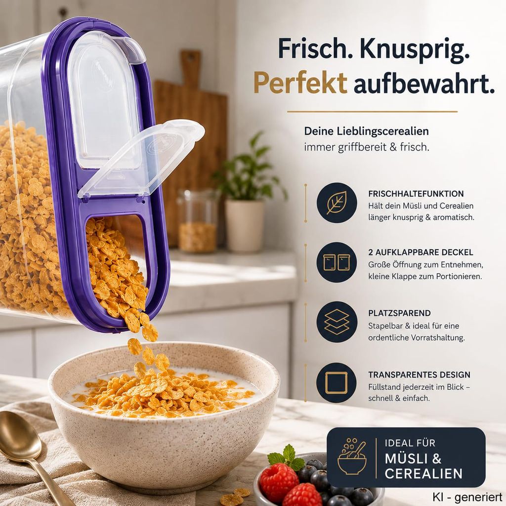 Schüttdosen 3er Set 1,4 Liter Vorratsdosen Müsli