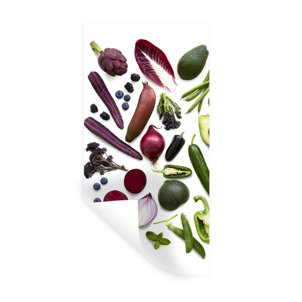 MuchoWow Wandtattoo Wandsticker Wandaufkleber Gemüse - Obst - Regenbogen 20x40 cm Selbstklebend und Repositionierbar - Selbstklebend - Fototapeten