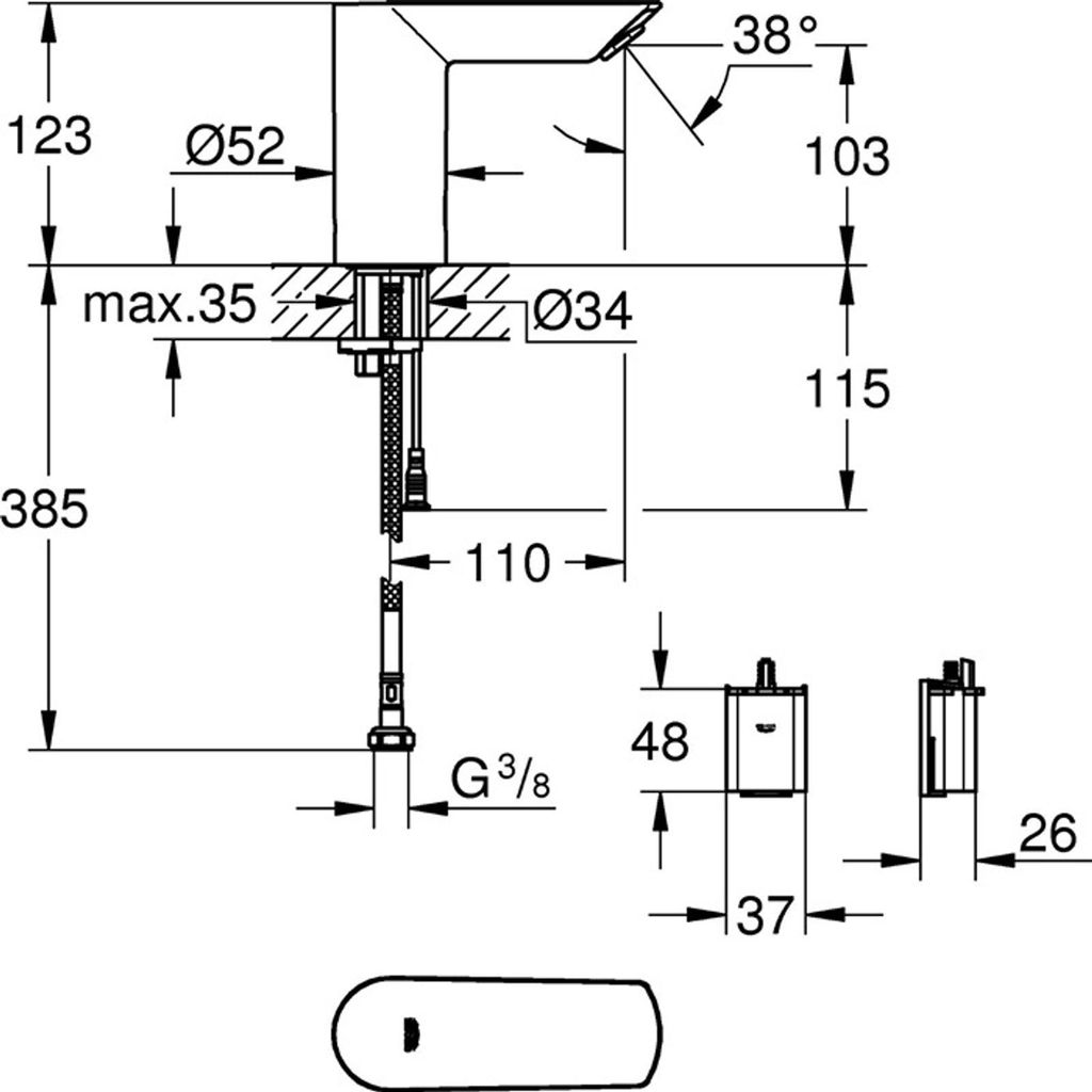 Grohe Infrarot-Elektronik E BAUCOSMOPOLITAN DN 15, für Produktbild 7