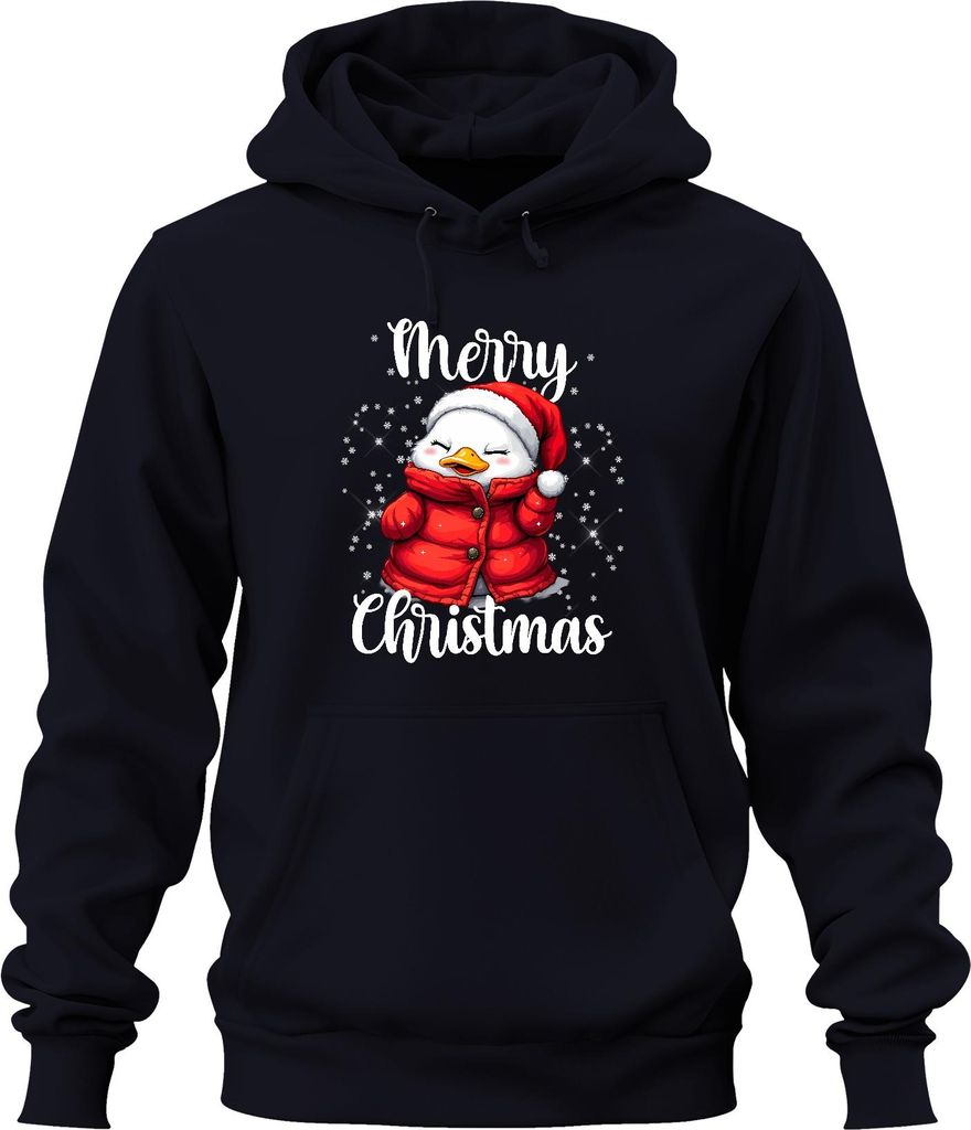 Merry Christmas niedlich Ente Weihnachtsmütze Winter Kinder Santa Uni Hoodie Kapuzenpullover, Navy, M