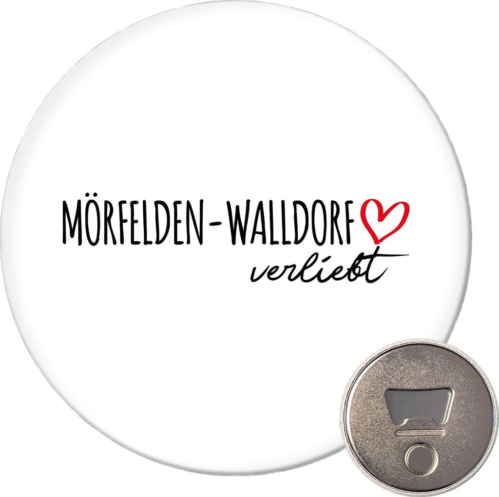 Huuraa Magnet Mörfelden-Walldorf verliebt 59mm Kühlschrankmagnet rund Flaschenöffner Geschenkidee