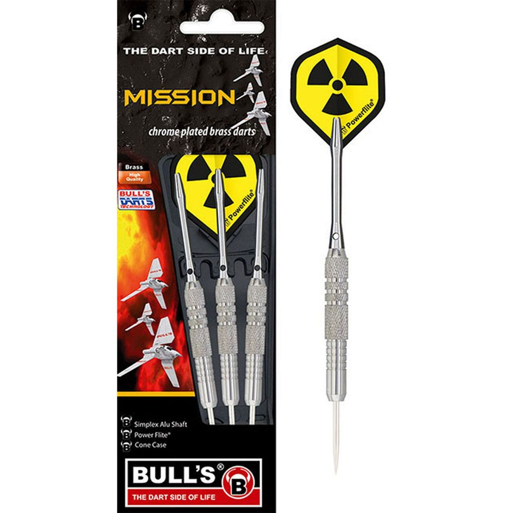 Bull's unisex neutral Mission Brass Dartpfeile Darts-Set Anfänger yellow black 23 Gramm
