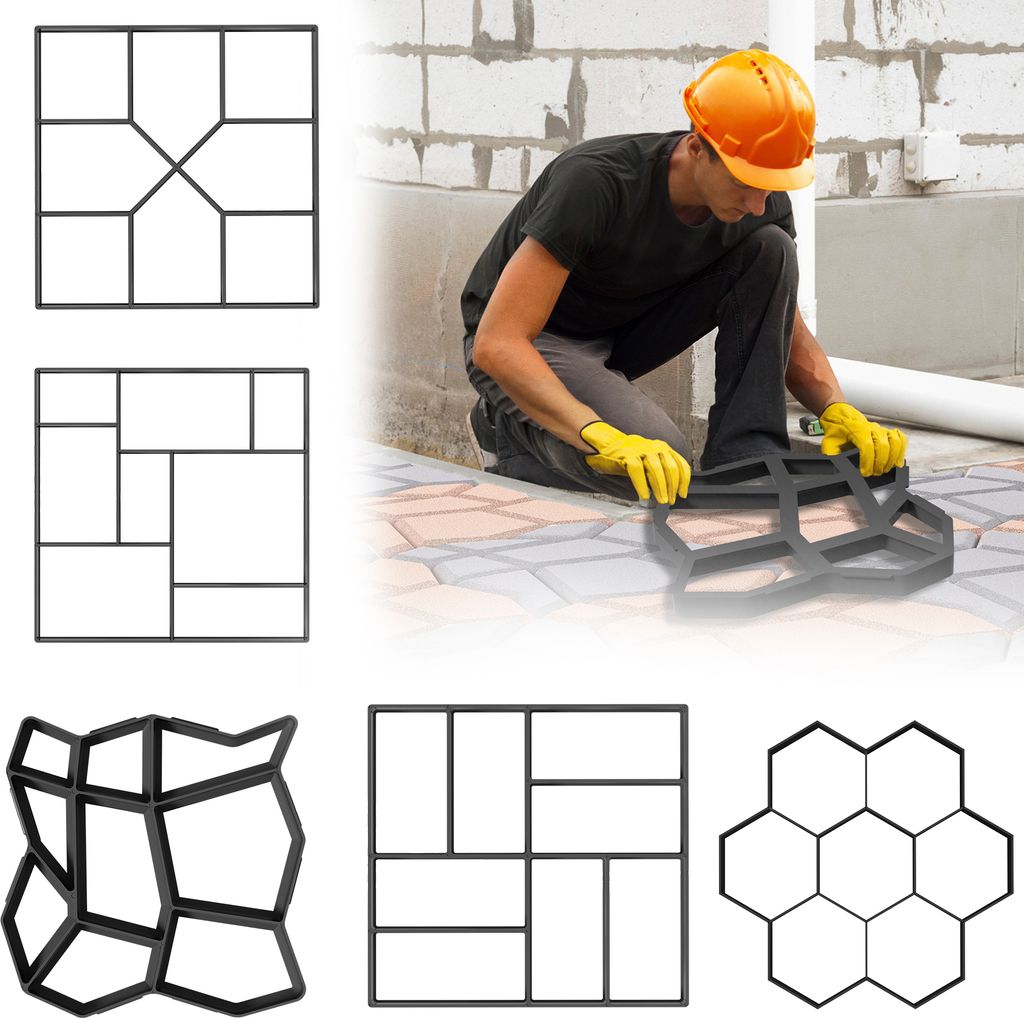 LARS360 DIY Betonform 5er Set, 9 Kammern Pflasterform, Wiederverwendbare Gehweg-Schalungsform für Beton, Gehweg, Hof, Garten und Terrasse Dekor - ...