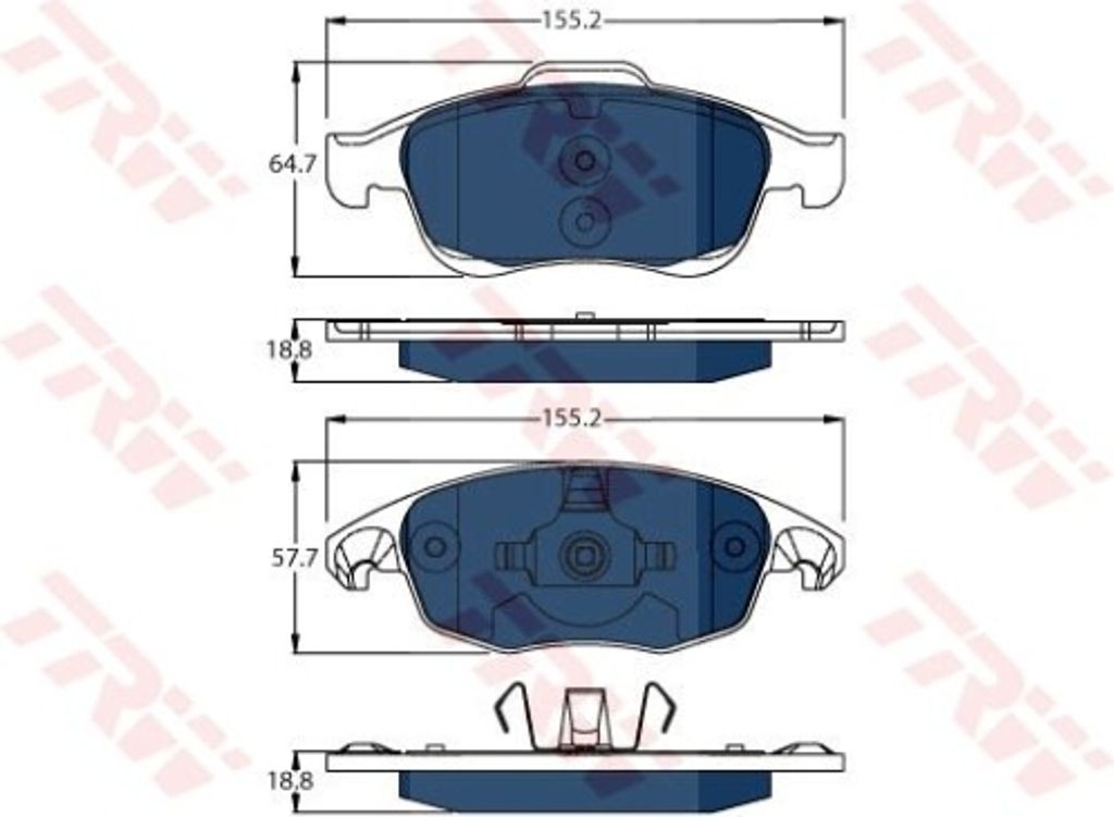 4 Bremsbelagsatz, Scheibenbremse TRW GDB1690BTE ELECTRIC BLUE für PEUGEOT