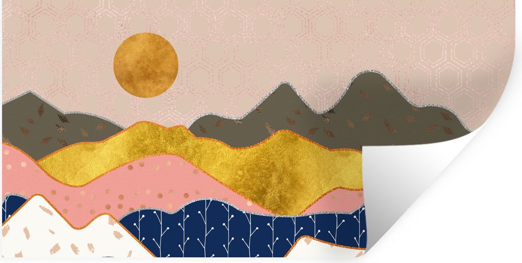 MuchoWow Wandtattoo Wandsticker Wandaufkleber Gold - Pastell - Muster 40x20 cm Selbstklebend und Repositionierbar - Aufkleber