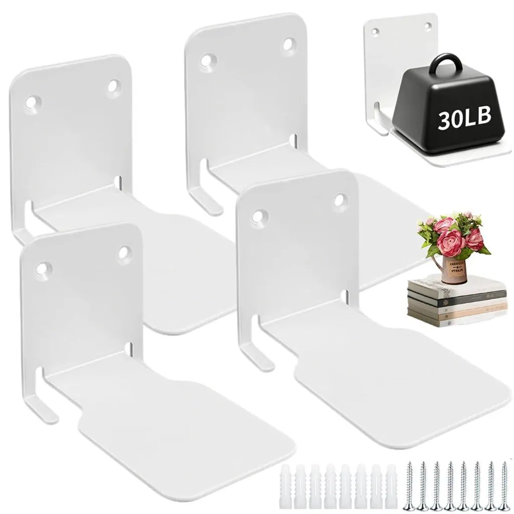 Étagère invisible 4 niveaux en métal robuste avec kit de montage mural
