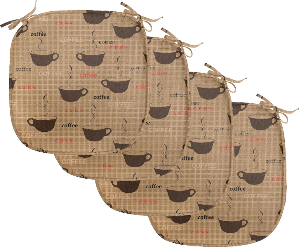 ABAKUHAUS Lot de 4 Galettes de Chaise 40x40cm Chocolat Motif Café