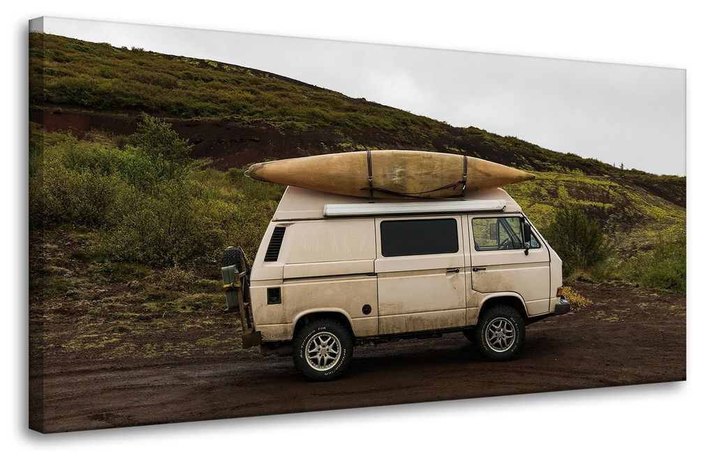 Leinwanddruck Vintage-Wohnmobilreise 80x40 cm