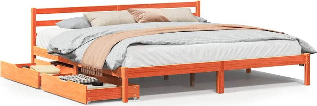 vidaXL Massivholzbett ohne Matratze Wachsbraun 200x200 Kiefernholz