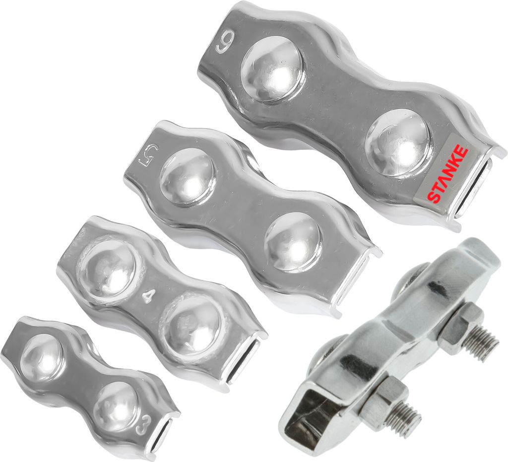 Seilwerk STANKE 50x Duplex Klemme Größe 4 für 4 mm Drahtseile Seilklemme Verzinkt Stahlseil