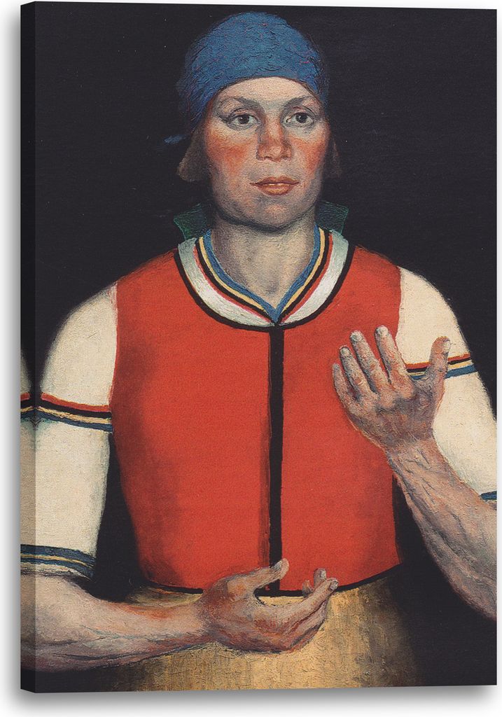 Leinwandbild (60x80cm): Kasimir Malewitsch - Arbeiterin, echter Holz-Keilrahmen inkl. Aufhänger, handgefertigt in Deutschland