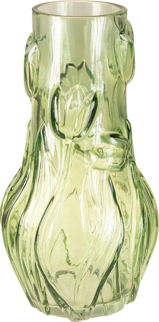 Elegante Glasvase mit strukturiertem Blumendesign für stilvolle Dekoration
