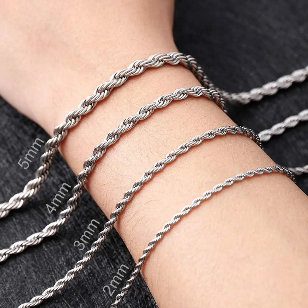 Collier acier argent brillant 5mm large résistant à l'eau de 80cm long