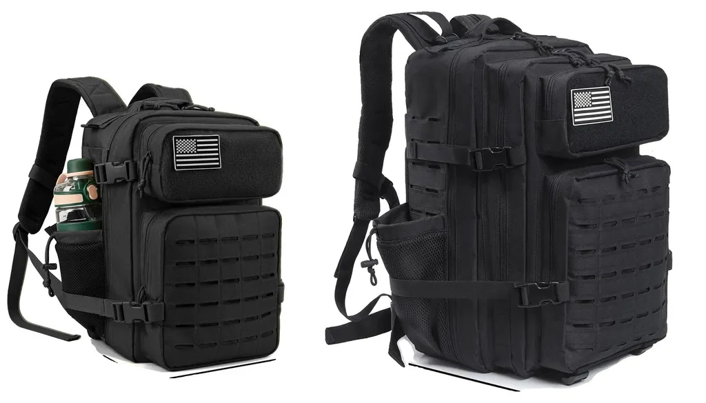 Sac à dos de randonnée 45 L haute résistance noir en polyester durable