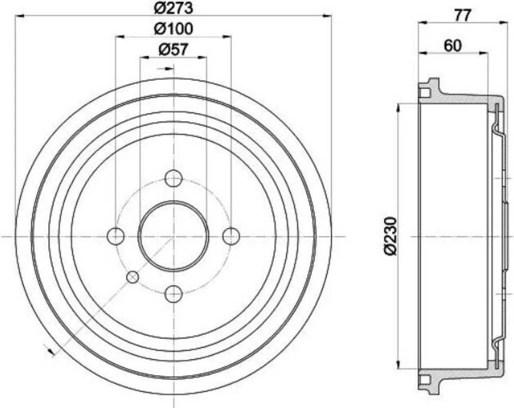 Tambour de frein HELLA 8DT 355 303-451 pour Opel Combo 71 - Qualité OE