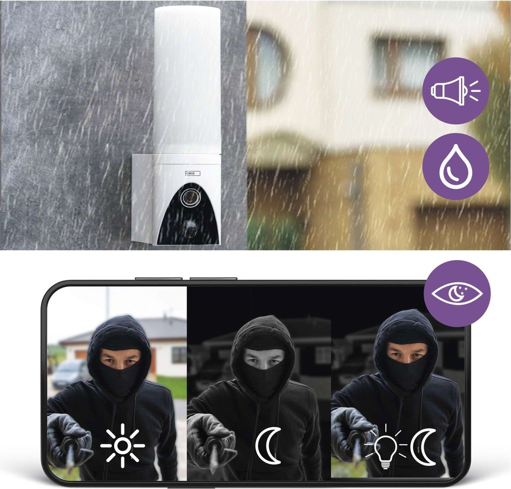 EMOS GoSmart Biela vonkajšia otočná kamera s WiFi a svetlom Obrázok produktu 17