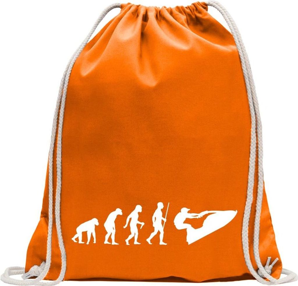 Kiwistar - Turnbeutel - mandarin - Jet-Ski Jetboot Evolution - Fun Rucksack Sport Beutel Gymsack Baumwolle mit Ziehgurt