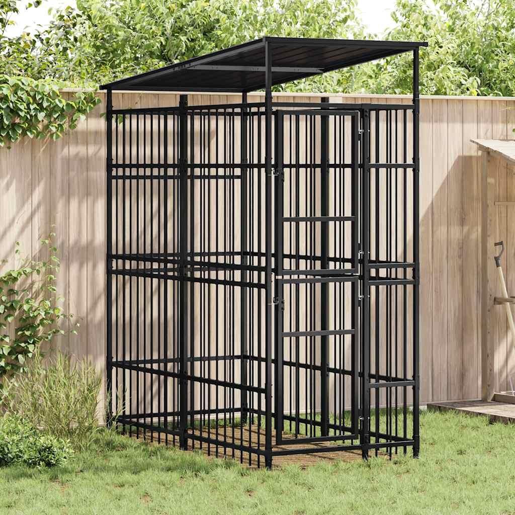 vidaXL Outdoor-Hundezwinger mit Dach Stahl 1,84 m²
