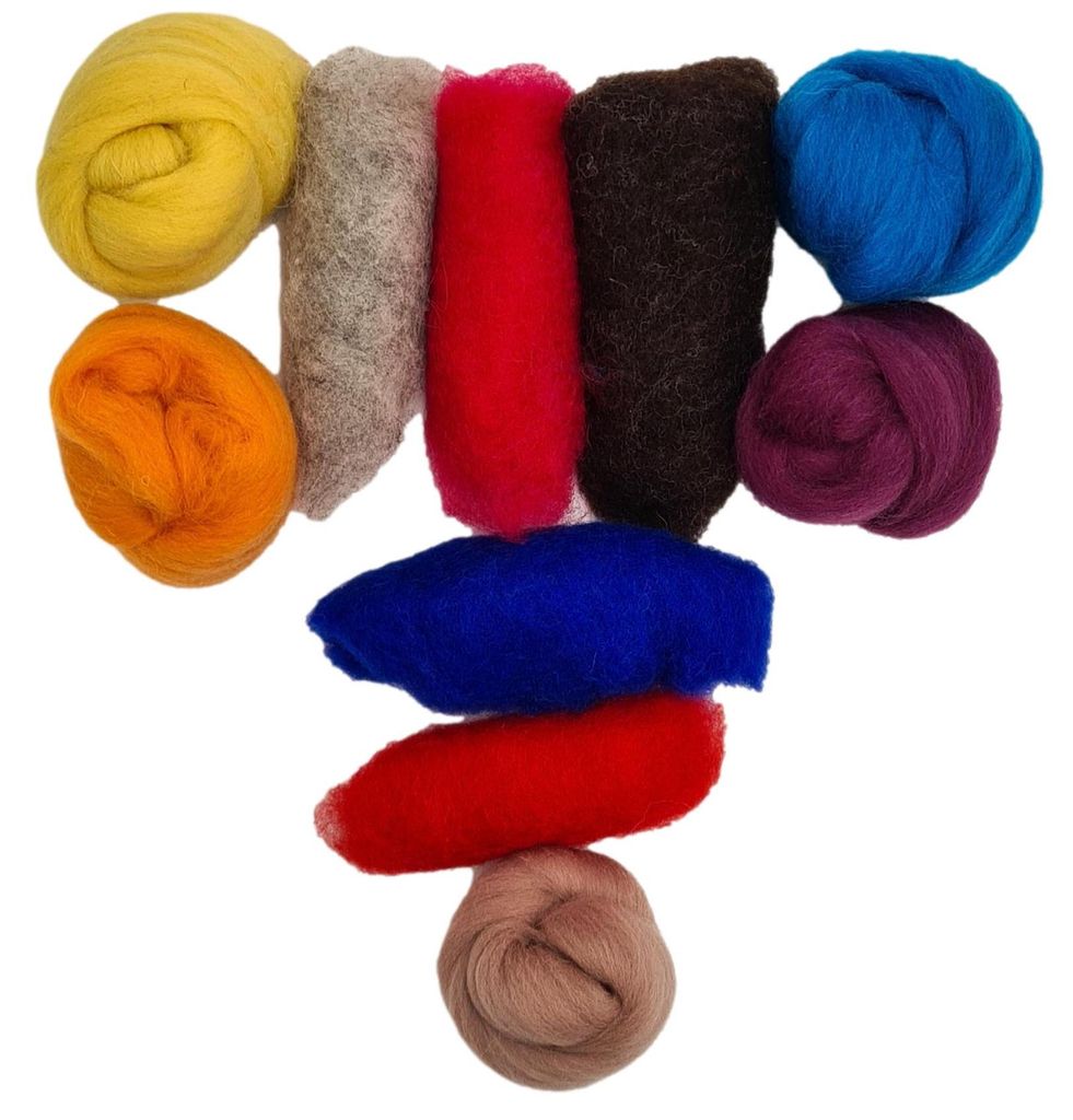 Filzwolle Kammzug Vlies Probier-Set - 50 g
