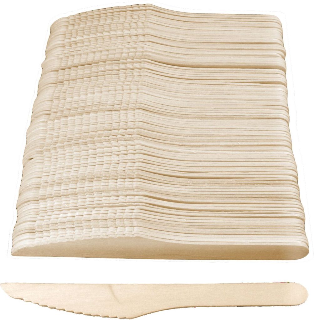 Noże drewniane 16 cm jednorazowe naturalne 100szt sztućce Zdjęcie produktu 