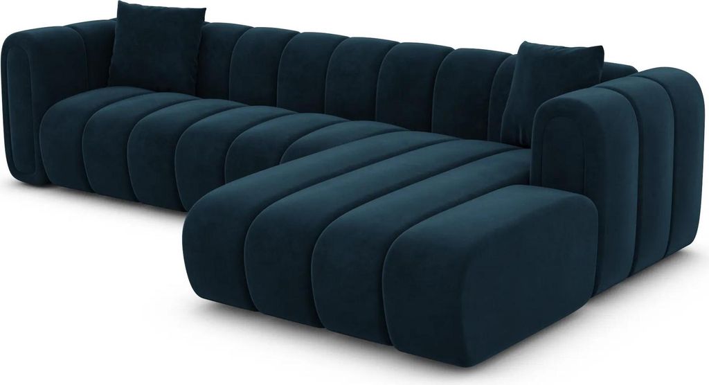 Samtstoff L-Form Sofa Amoria Mitternachtsblau Rechts