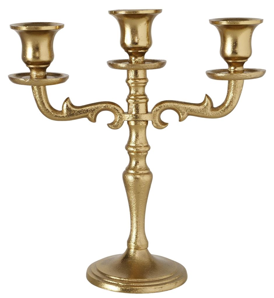 Boltze Kerzenhalter Varas gold, 3-flammig, 25x26 cm, Produktbild 