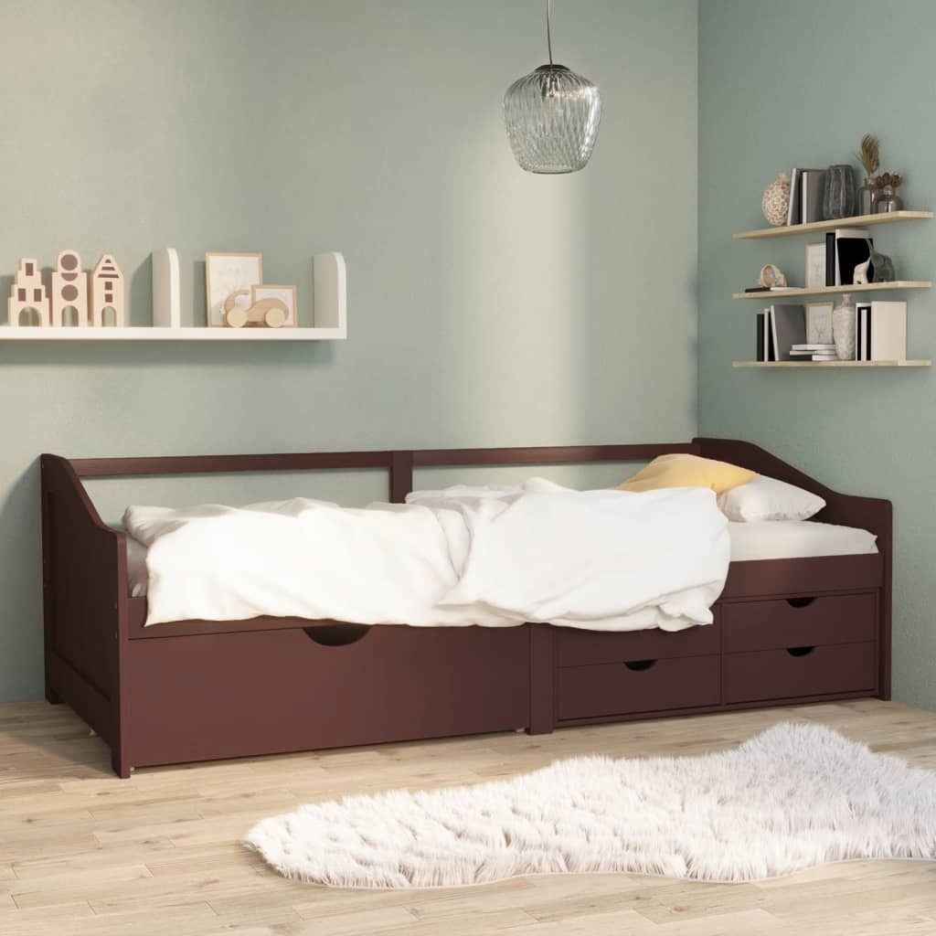 Eleganter Tagesbett - HOMMIE - Einzelbett - Moderne design - 3-Sitzer Schubladen Dunkelbraun Kiefernholz 90x200 cm GermanyMöbel 54688 - Klassische...