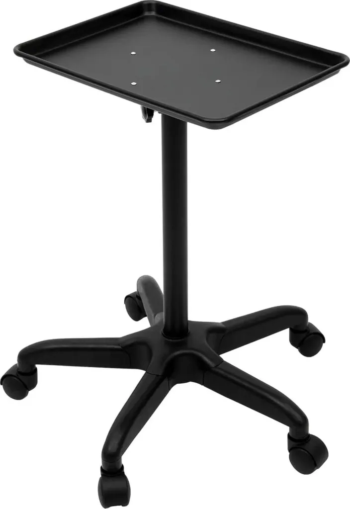 Chariot de coiffure réglable à roulettes noir mat - Modèle Pro S1