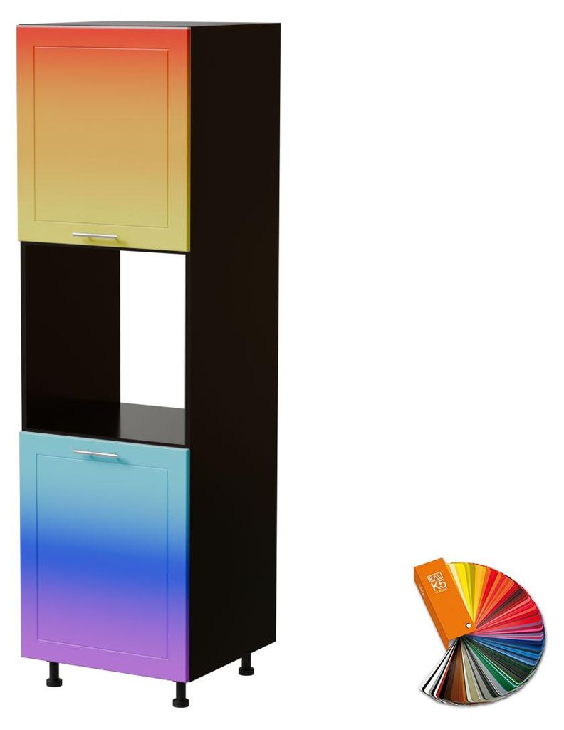 Backofenumbauschrank BARI 60x207cm lackiert Farbe wählbar BA-D14/RU/2D,RAL Wunschfarbe matt (K5),schwarz