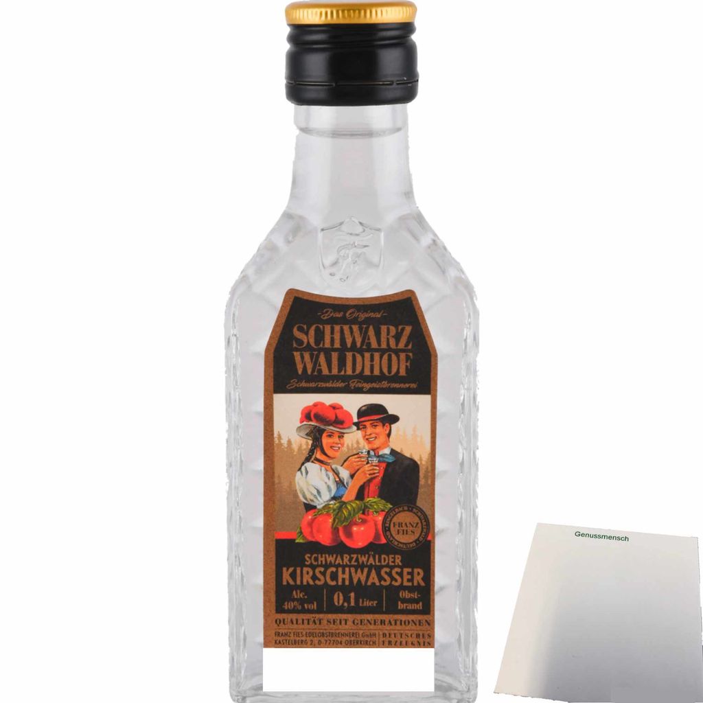 Schwarz Waldhof Schwarzwälder Kirschwasser 40% (0,1L Flasche) + usy Block