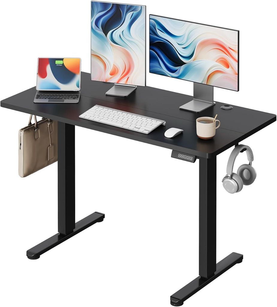 höhenverstellbarer Schreibtisch, 120×60 cm, leiser Motor mit 3-facher Höhenspeicherung, Verstellbereich 72–118 cm, ergonomischer Sitz-Steh-Tisch