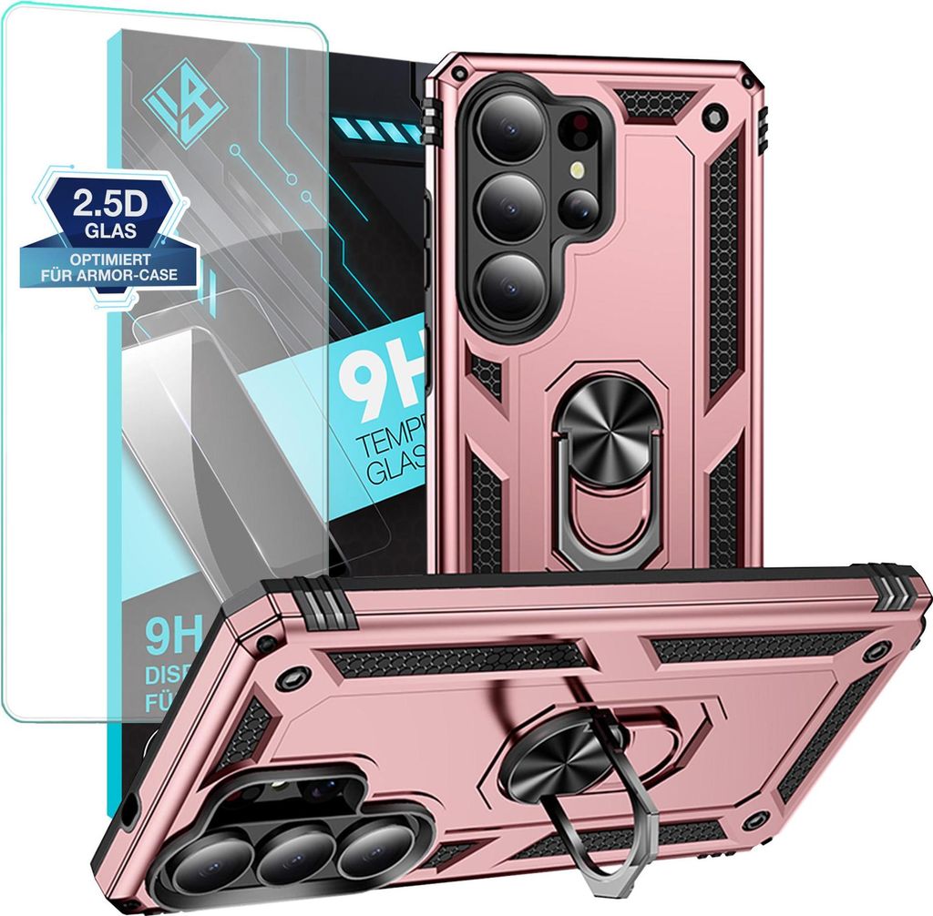 Armor Outdoor Handyhülle für Samsung Galaxy S26 Ultra Handy Panzer Case Schutzhülle mit 9H Displayglas Displayschutz Farbe: Rosegold