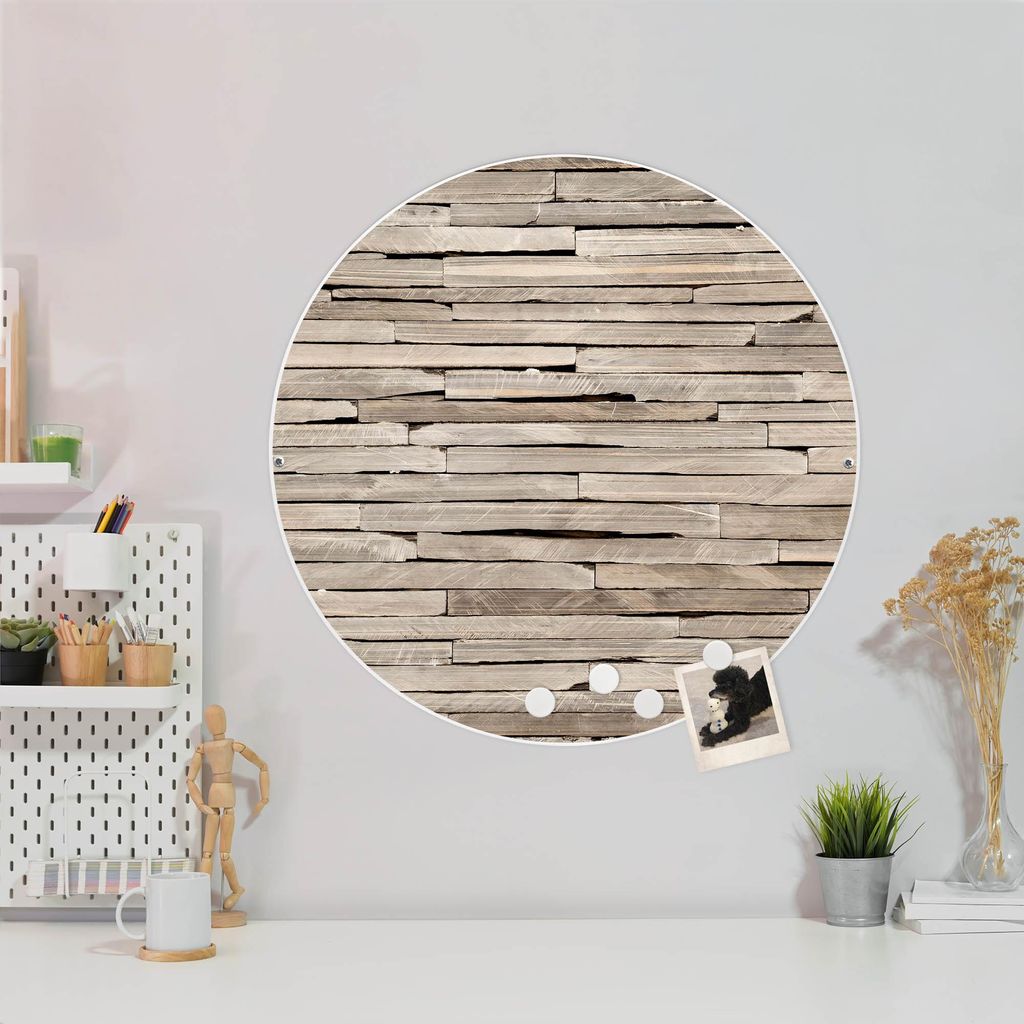 Design Stahlmagnettafel Weiß Rund 47cm Steinplatten