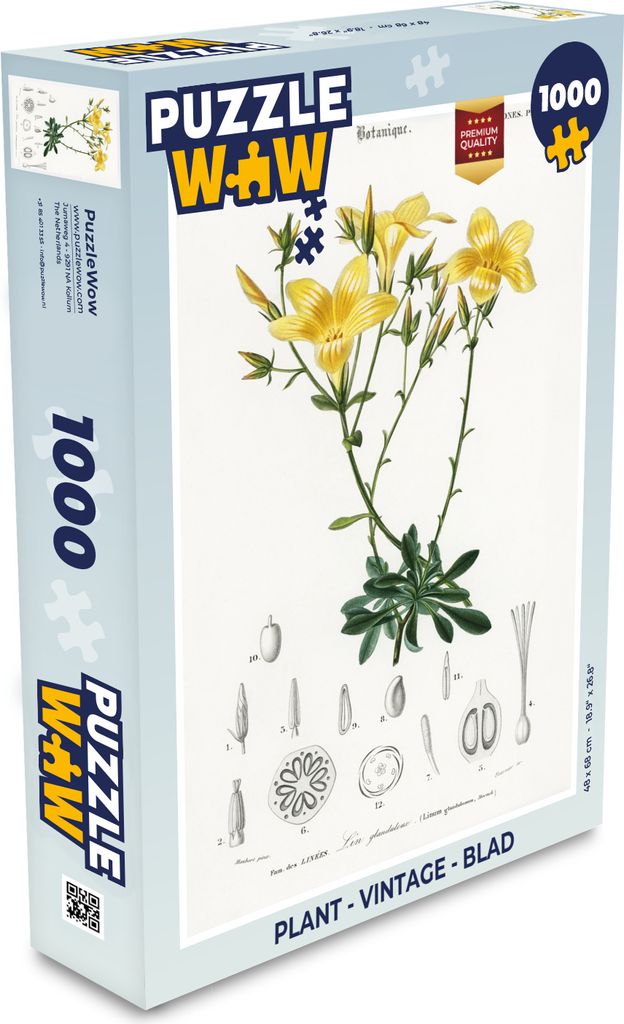 MuchoWow Puzzle 1000 Teile Pflanze - Vintage - Blatt - Spielzeug - Alt und Jung - Spiele - Puzzeln