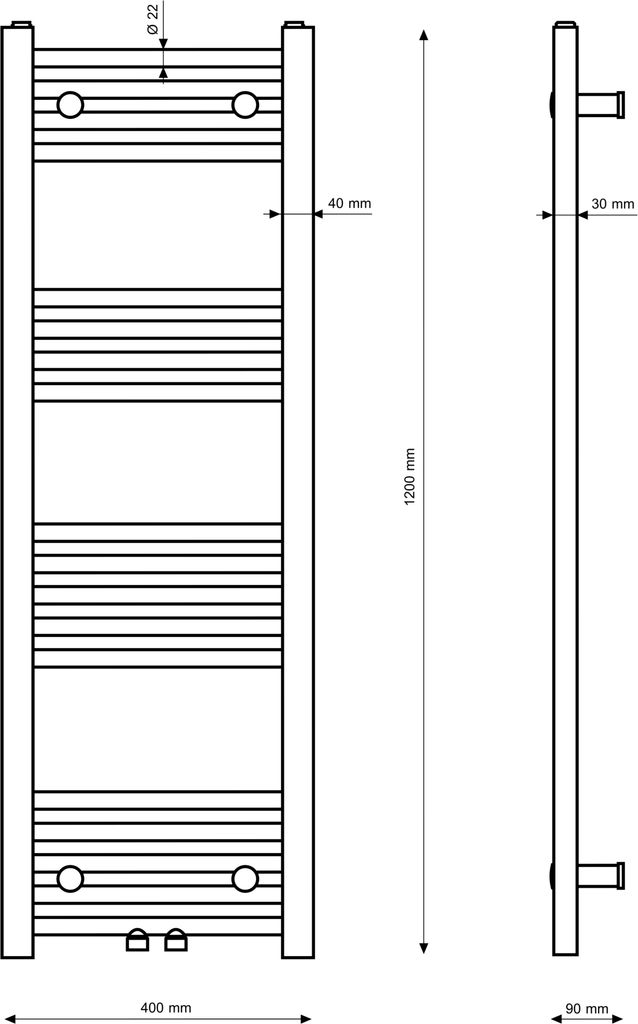 Radiatore da bagno Granitan | Raven - 120x40 cm - Nero - Immagine del prodotto 