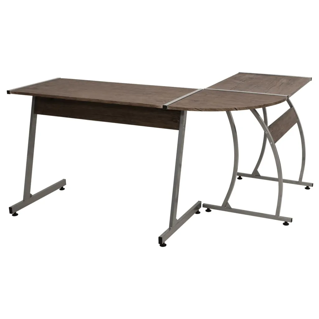 Bureau d'angle Marron Durable en Bois Composite avec Large Plan de Travail - 3