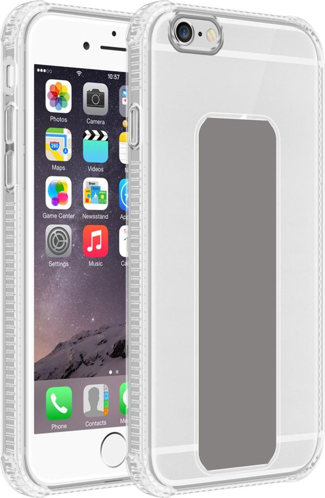 Cadorabo Schutzhülle für Apple iPhone 6 / 6S Hülle in Grau Etui TPU Silikon Case Cover Standfunktion