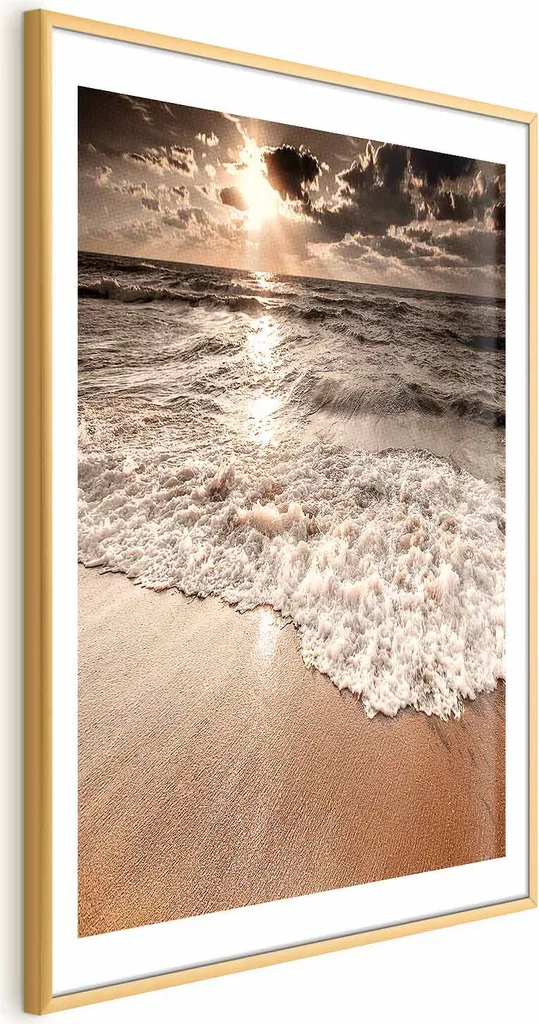 Poster Wave Space 60x90 cm con Cornice Dorata - Arredo Casa Elegante