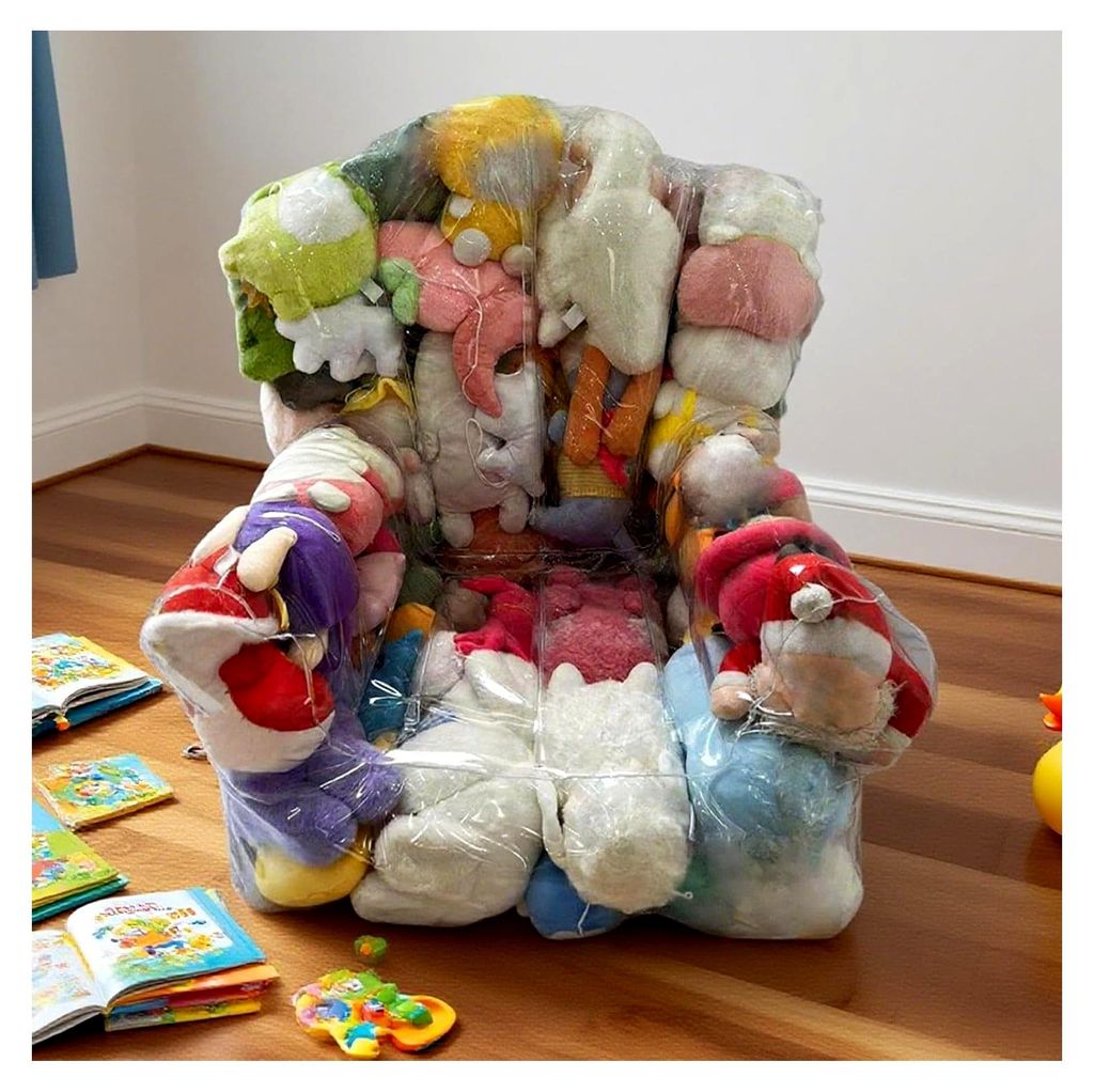 Kuscheltier Aufbewahrungssitzsack Bezug | 2-in-1 Spielzeughalter Sitzsack | Auslaufsicherer Kuscheltier für Innenräume, Kinderzimmer, Wohnzimmer,...