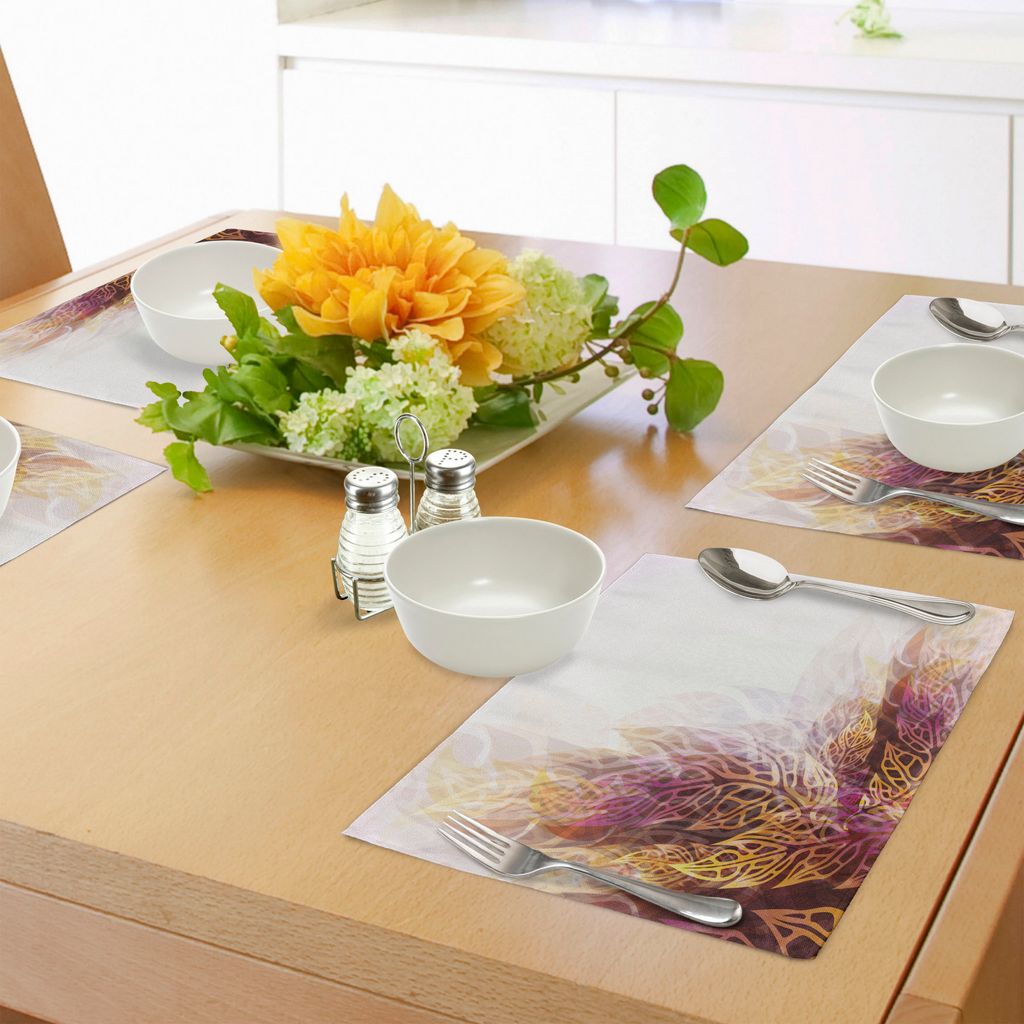 ABAKUHAUS Moderne Kunst Platzmatten, Psychedelische Blumen mit verschwommenen Blatt Visuals und dynamische Effekte Expressionist, Tiscjdeco aus Far...