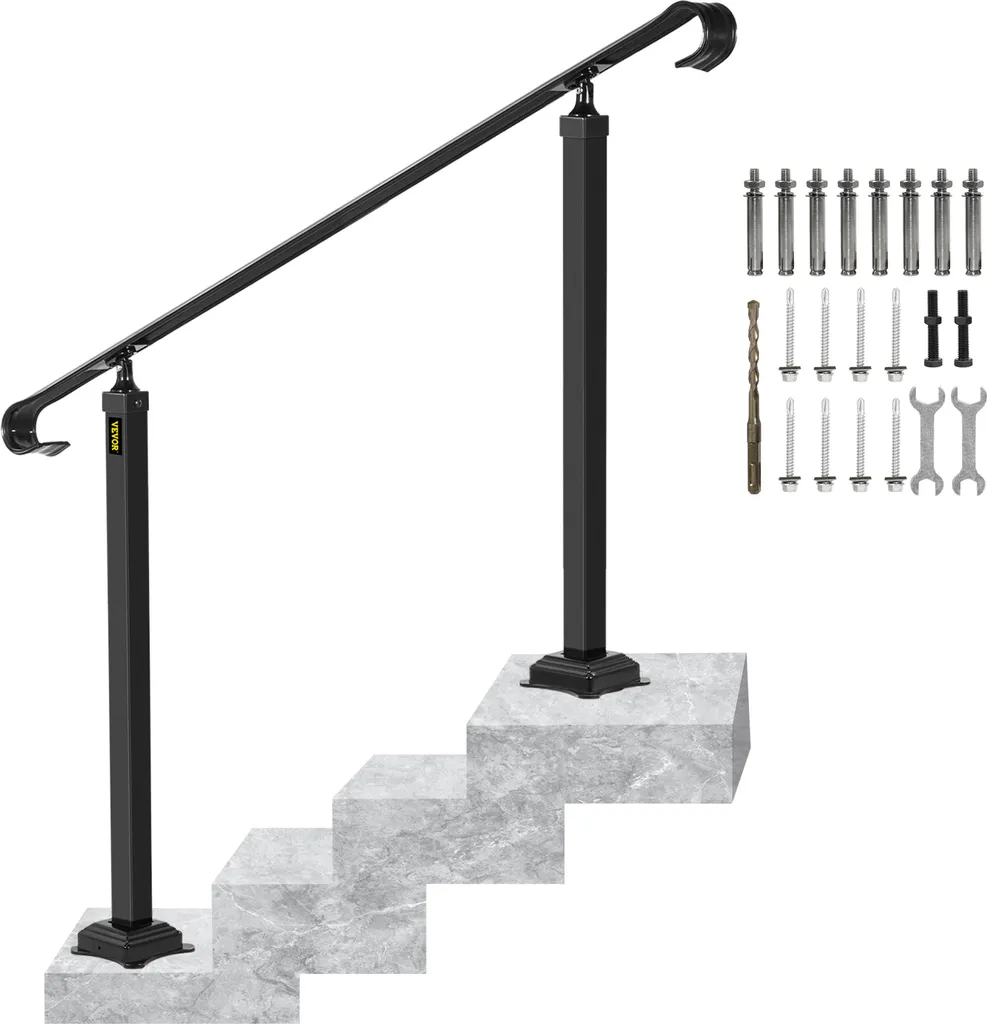 Rampe d'Escalier Extérieure en Fer Noir pour 3 Marches de 140cm VEVOR