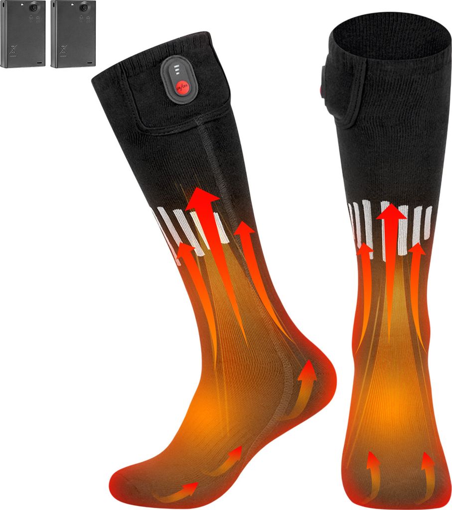 Beheizbare Socken Strumpf Batteriebetrieben, Heizsocken 3 Stufen Fußwärmer Waschbar Beheizte Socken Skifahren Camping Wandern Radfahren Angeln